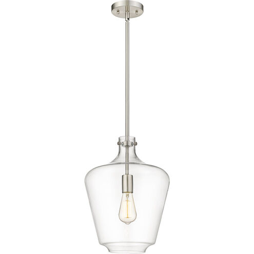 Lowell 1 Light 12 inch Brushed Satin Nickel Mini Pendant Ceiling Light in Clear Glass