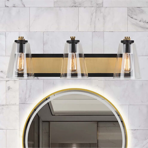 Treviso 3 Light 26 inch Black and Brass Vanity Light Wall Light