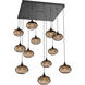 Coppa 12 Light Matte Black Chandelier Ceiling Light, Square Multi-Port