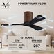 Atlas Irene-3H 42 inch Walnut with Matte Black Blades Ceiling Mount Paddle Fan, Flush Mounted