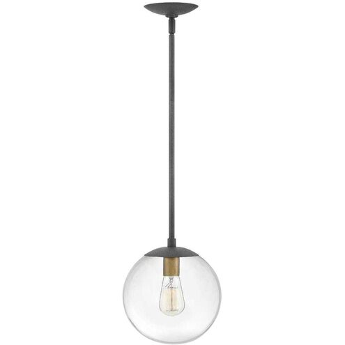Warby 1 Light 9.5 inch Aged Zinc with Heritage Brass Indoor Pendant Ceiling Light in Clear