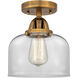 Nouveau 2 Large Bell 1 Light 8 inch Brushed Brass Semi-Flush Mount Ceiling Light in Clear Glass