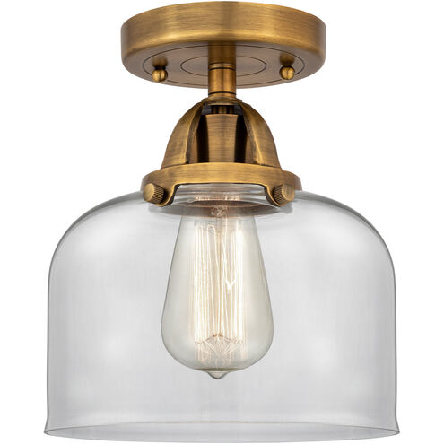 Nouveau 2 Large Bell 1 Light 8 inch Brushed Brass Semi-Flush Mount Ceiling Light in Clear Glass