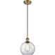 Ballston Athens LED 8 inch Brushed Brass Mini Pendant Ceiling Light in Clear Glass, Ballston