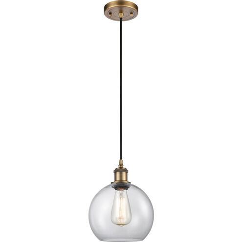 Ballston Athens LED 8 inch Brushed Brass Mini Pendant Ceiling Light in Clear Glass, Ballston