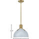 Argo LED 14 inch Pale Blue with Lacquered Brass Indoor Pendant Ceiling Light