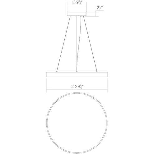 Pi LED 30 inch Satin Black Pendant Ceiling Light