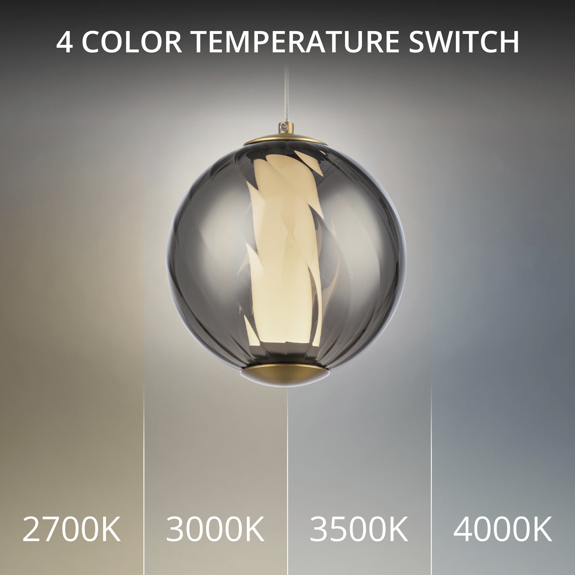 Swirly LED 5.9 inch Smoke Glass and Aged Brass Indoor Hanging Lighting Ceiling Light in 3500K