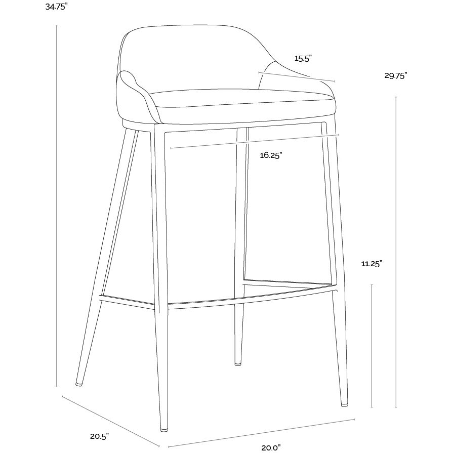 Astra 34.75 inch Black / Cinnamon Brown Barstool