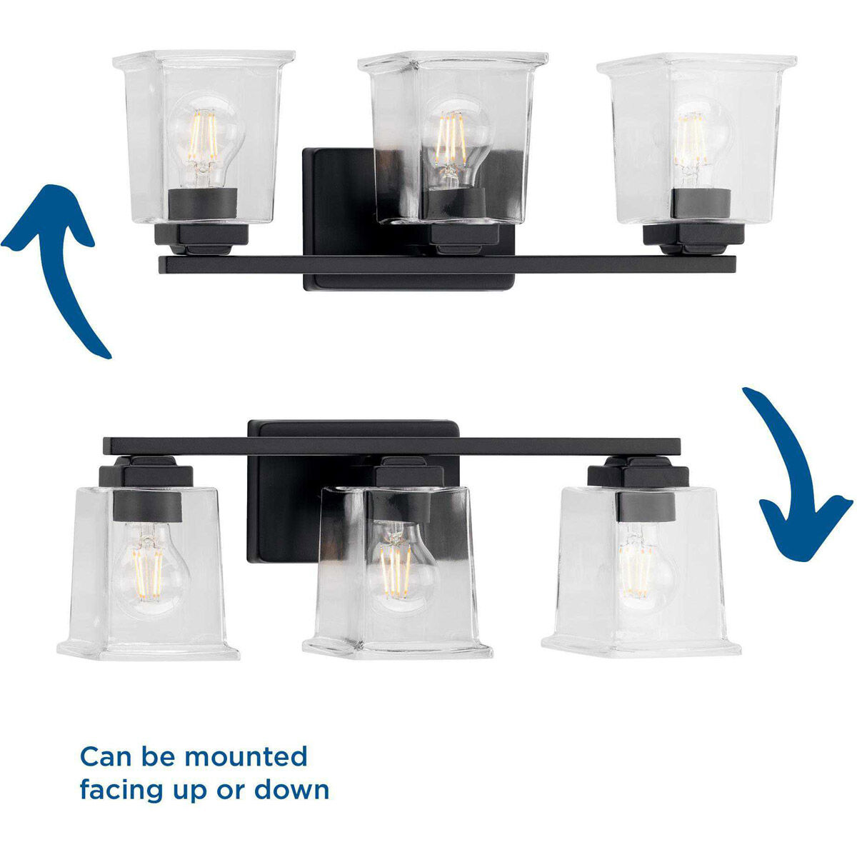 Gilmour 3 Light 20 inch Matte Black Bath Vanity Wall Light