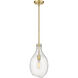 Salem 1 Light 9 inch Satin Gold Mini Pendant Ceiling Light in Seedy Glass