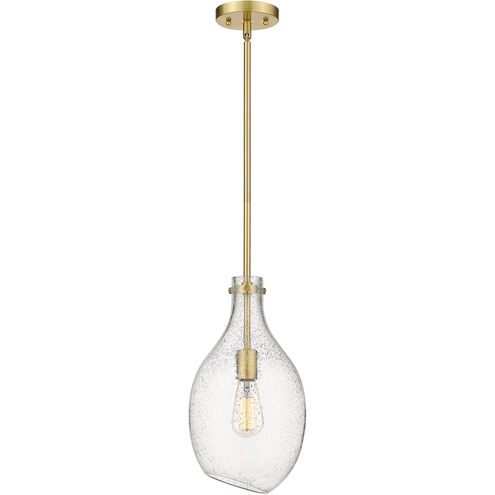 Salem 1 Light 9 inch Satin Gold Mini Pendant Ceiling Light in Seedy Glass