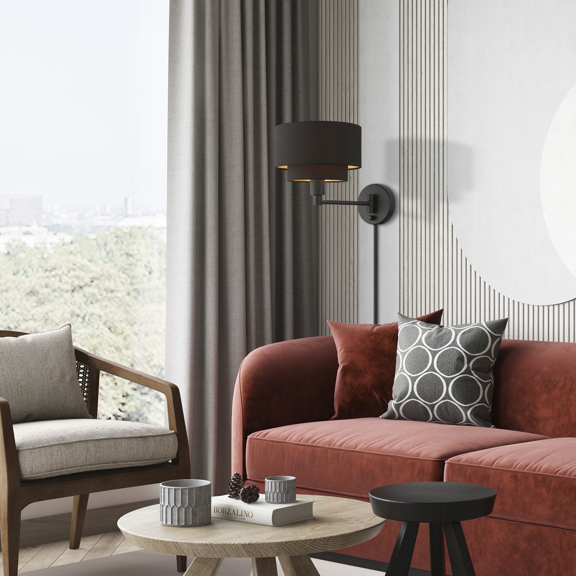 Sentosa 15.25 inch 60.00 watt Black Swing Arm Wall Lamp Wall Light