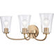 Emily 3 Light 23 inch Brushed Gold Vanity Light Wall Light