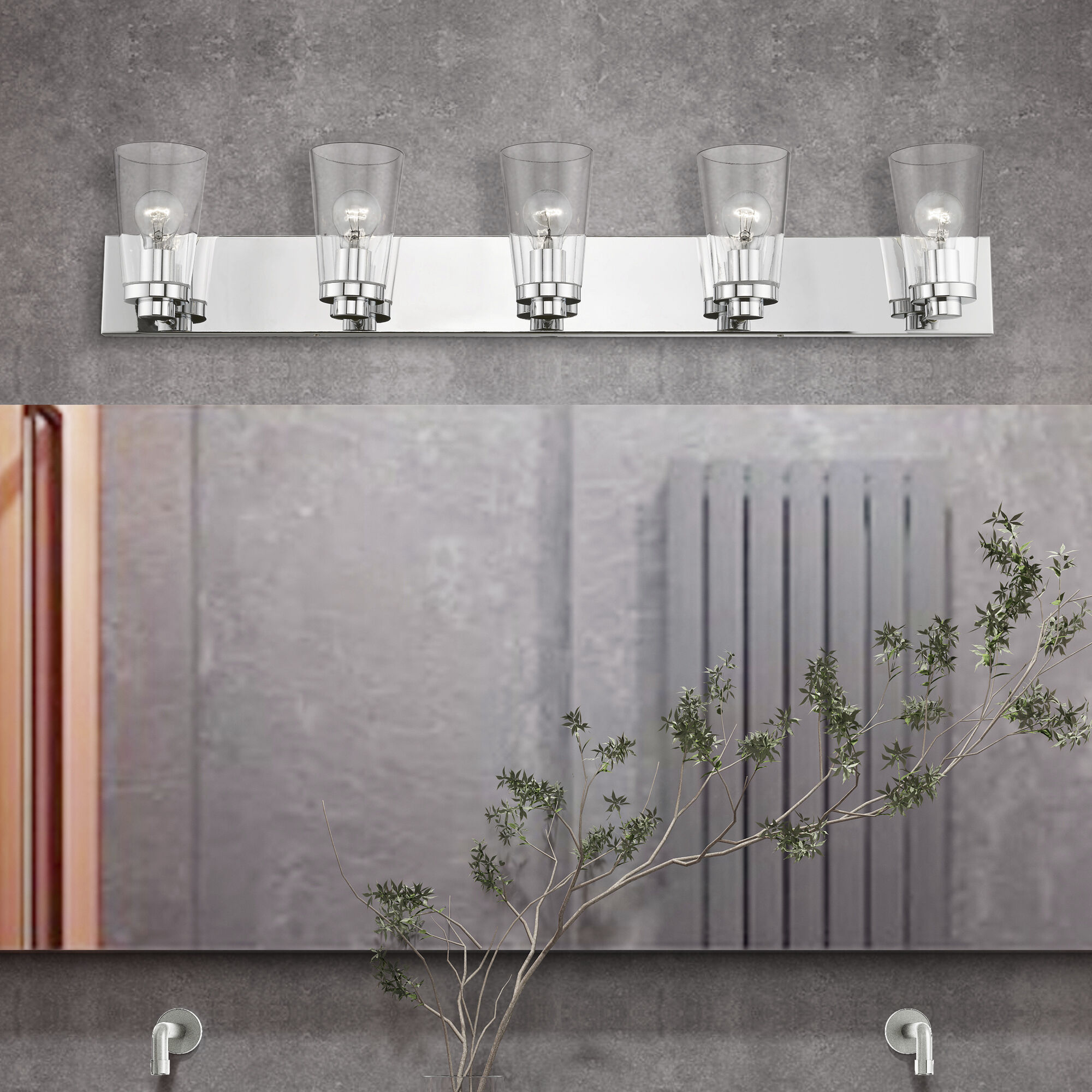 Cityview 5 Light 40 inch Polished Chrome Vanity Sconce Wall Light, Extra Large