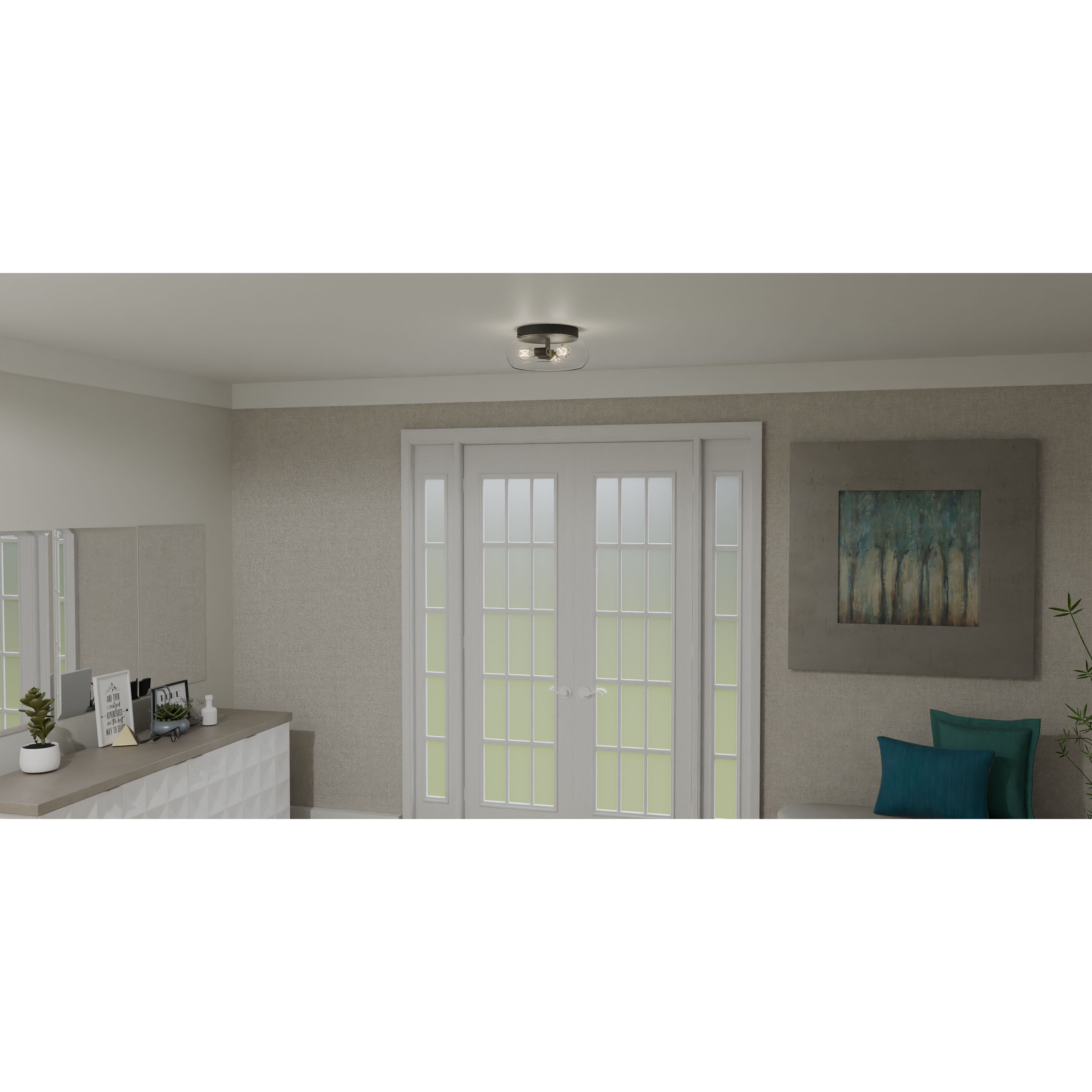 Lucy 3 Light 14 inch Matte Black Flush Mount Ceiling Light, Medium