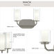Mack 2 Light 12.75 inch Brushed Nickel Vanity Light Wall Light