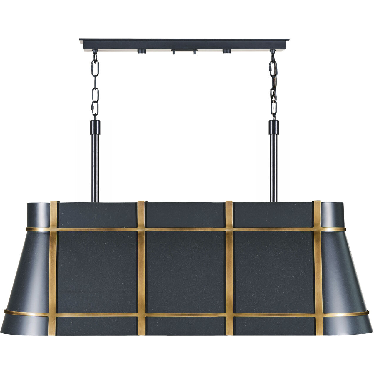Brasserie 4 Light 42 inch Blackened Zinc and Heritage Bronze Linear Pendant Ceiling Light
