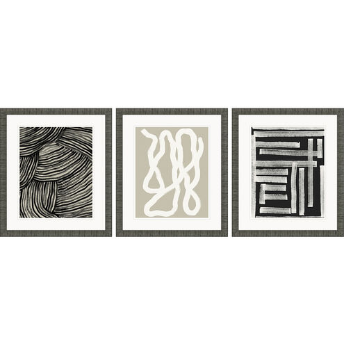 Naive Lines Black and Beige and Neutral and White Framed Art