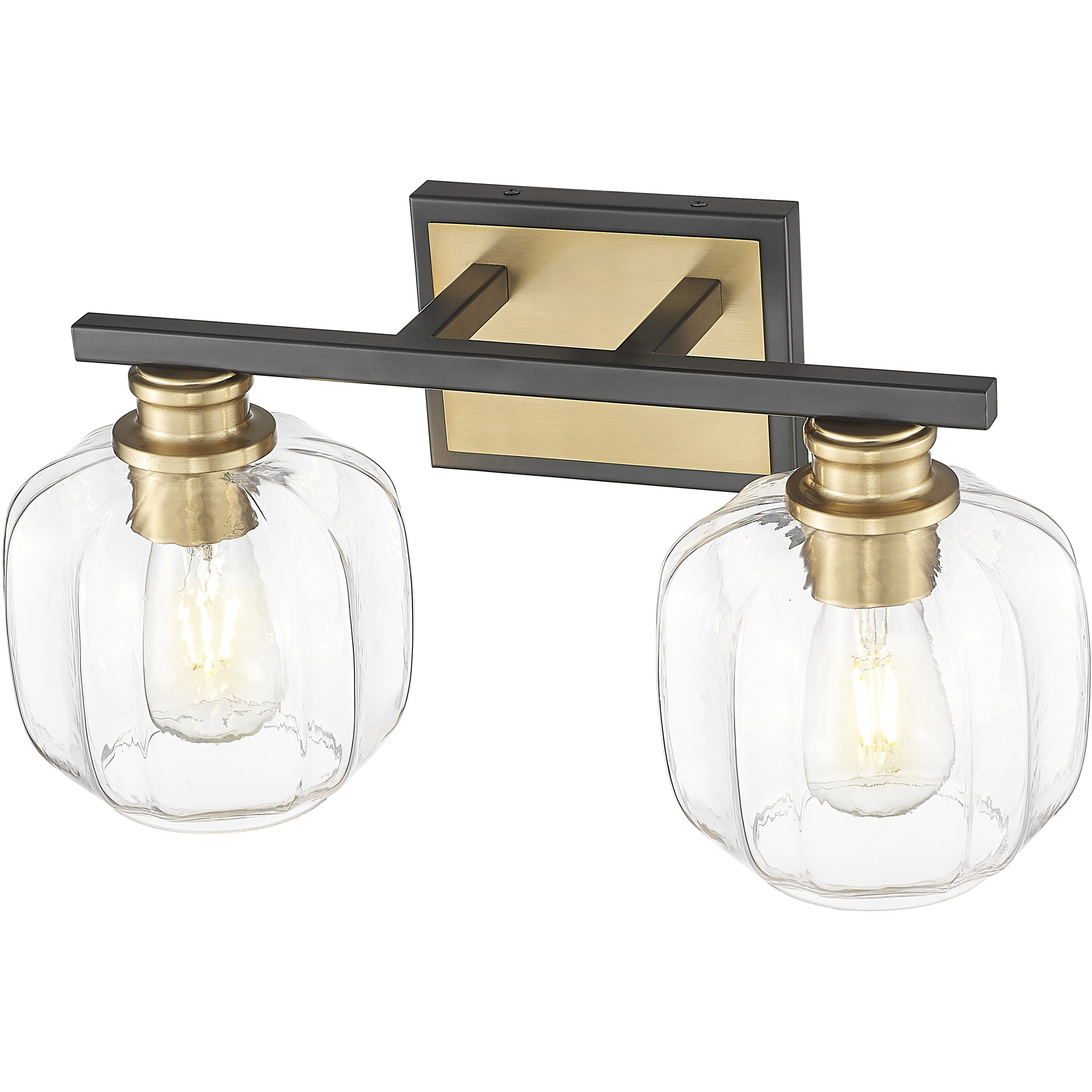 Oxley 2 Light 17.5 inch Matte Black and Brass Vanity Wall Light