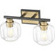 Oxley 2 Light 17.5 inch Matte Black and Brass Vanity Wall Light