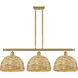 Woven Rattan Island Light Ceiling Light in Satin Gold