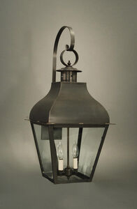 Stanfield 2 Light 30 inch Antique Brass Outdoor Wall Lantern in Clear Seedy Glass, No Chimney, Candelabra