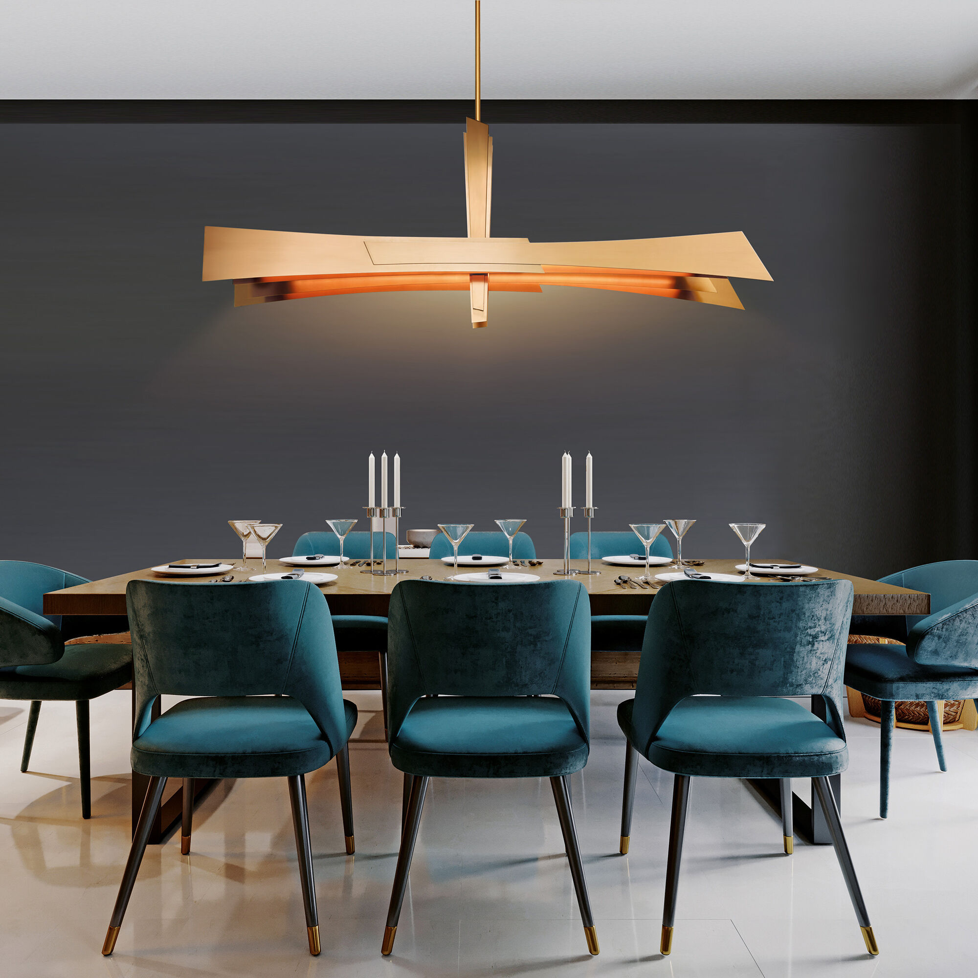 Solara LED 72 inch Brass Chandelier Ceiling Light