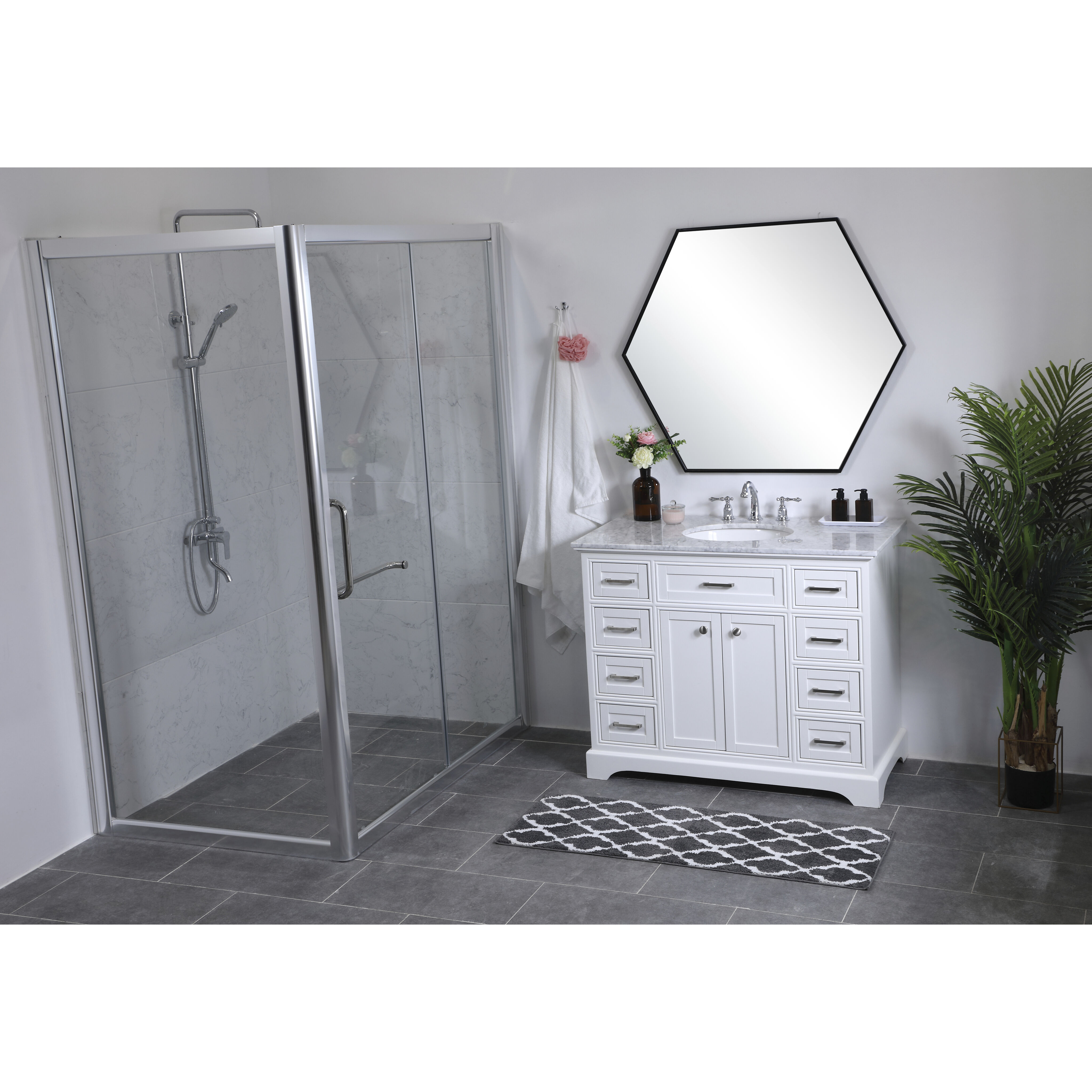 Americana 84 X 22 X 70 inch White Vanity Sink Set