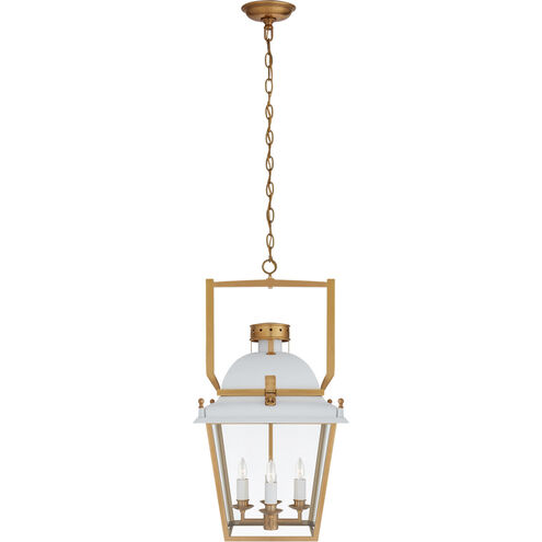Chapman & Myers Coventry 4 Light 14 inch Matte White and Antique-Burnished Brass Lantern Pendant Ceiling Light, Small