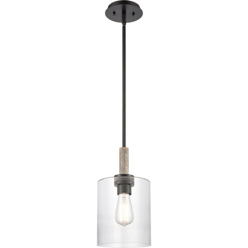 Paladin LED 7.13 inch Matte Black Mini Pendant Ceiling Light in Clear Glass