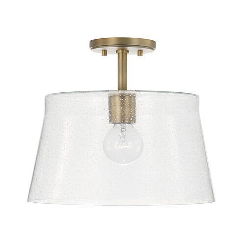 Baker 1 Light 14.25 inch Aged Brass Pendant Ceiling Light, Convertible Dual Mount