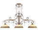 La Bella 3 Light 52 inch Hand Painted Vintage Gold Leaf Island Ceiling Light