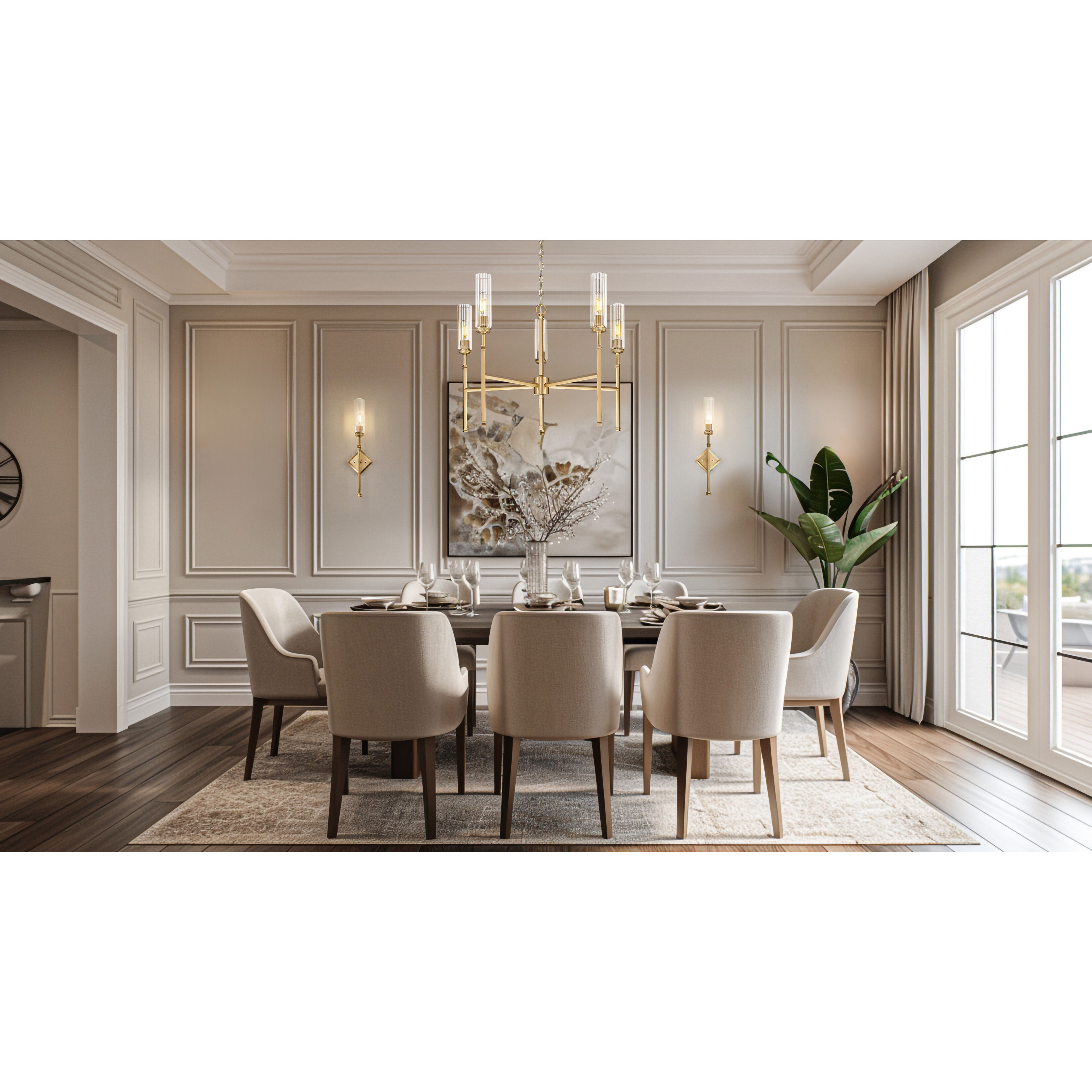 Esme 5 Light 32 inch Modern Gold Chandelier Ceiling Light