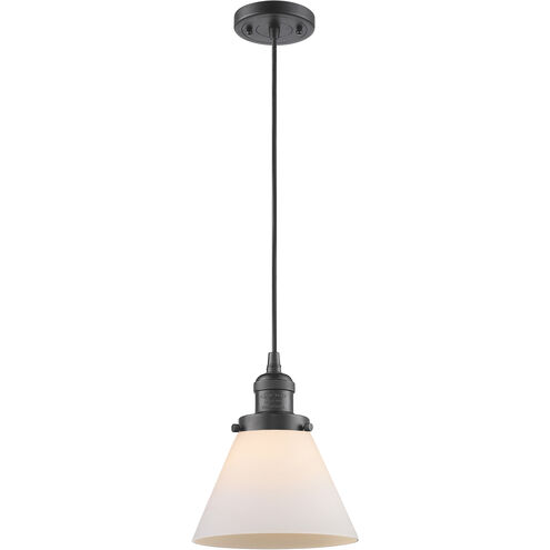 Franklin Restoration Cone LED 8 inch Oil Rubbed Bronze Mini Pendant Ceiling Light in Matte White, Franklin Restoration