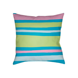 Littles 20 X 20 inch Pink and Blue Outdoor Throw Pillow