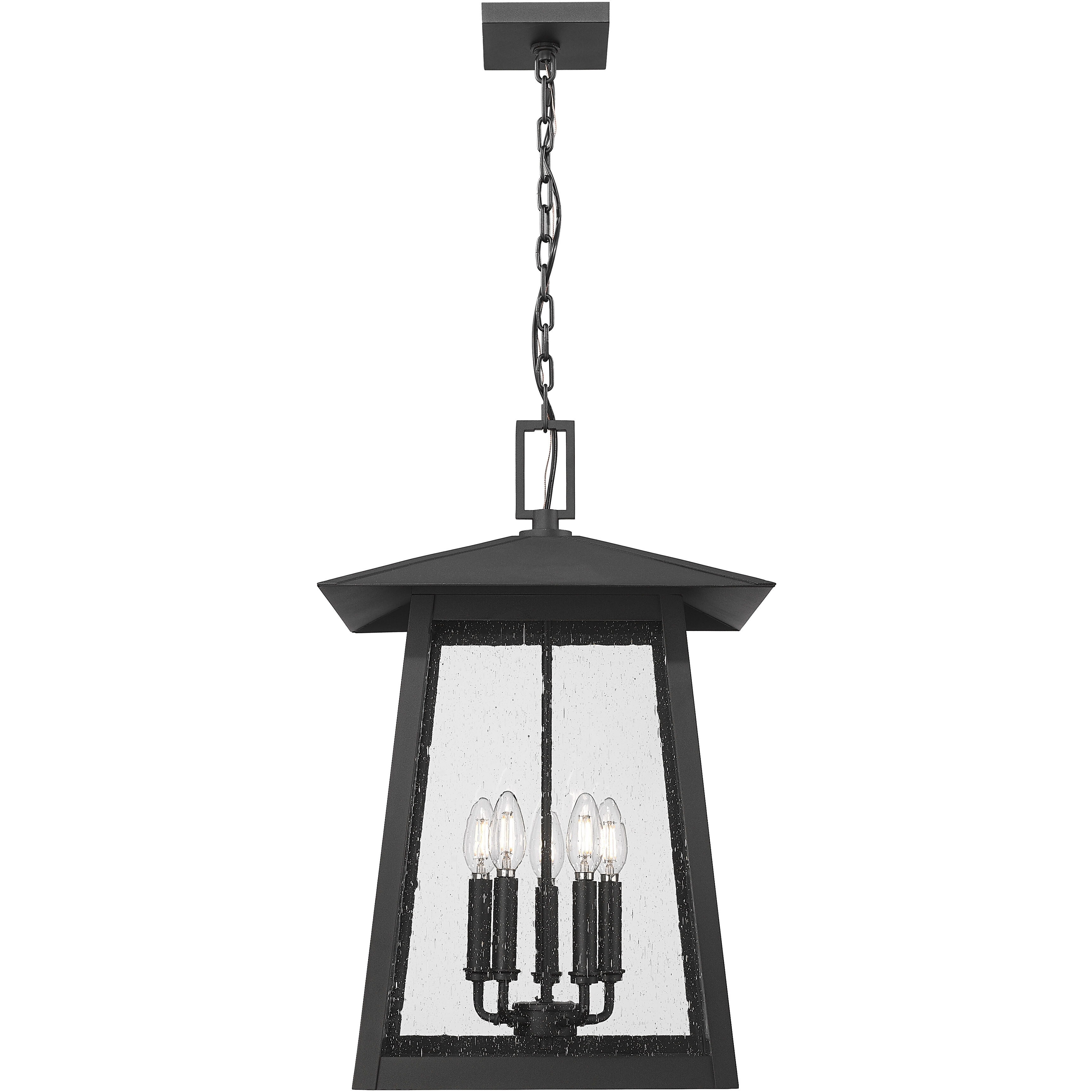 Rainer 5 Light 15.5 inch Black Outdoor Chain Mount Ceiling Fixture in G9