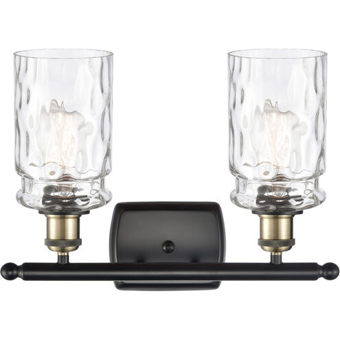 Ballston Candor 2 Light 16 inch Black Antique Brass Bath Vanity Light Wall Light in Clear Waterglass, Ballston