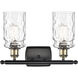 Ballston Candor 2 Light 16 inch Black Antique Brass Bath Vanity Light Wall Light in Clear Waterglass, Ballston