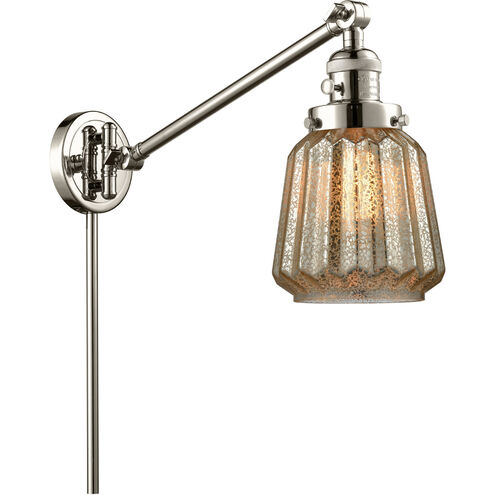 Chatham 35 inch 60.00 watt Polished Nickel Swing Arm Wall Light, Franklin Restoration