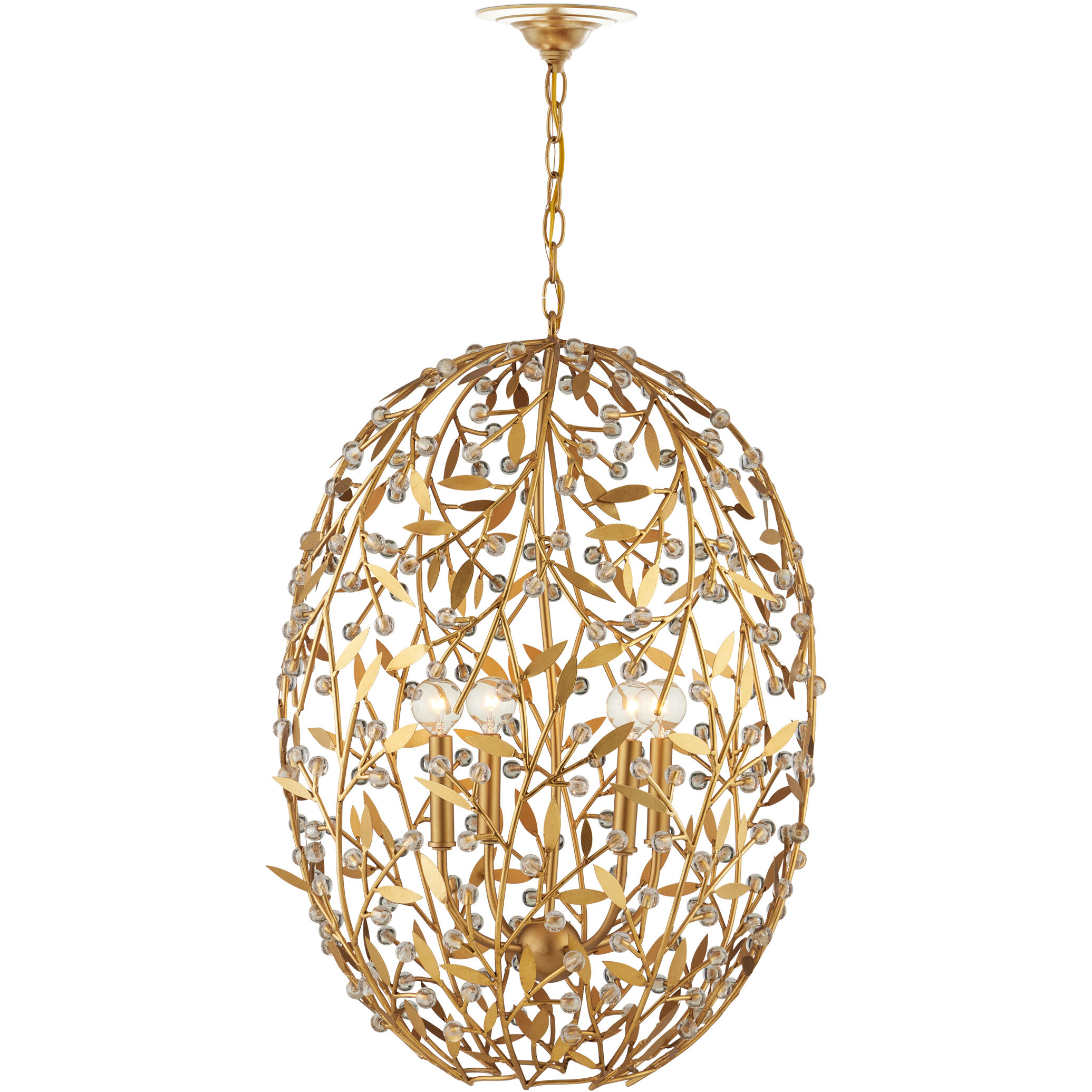 Secret Garden 4 Light 20.5 inch Clear/Contemporary Gold Leaf/Contemporary Gold Chandelier Ceiling Light