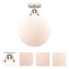 Nouveau 2 Beacon 1 Light 12 inch Polished Nickel Semi-Flush Mount Ceiling Light in Matte White Glass