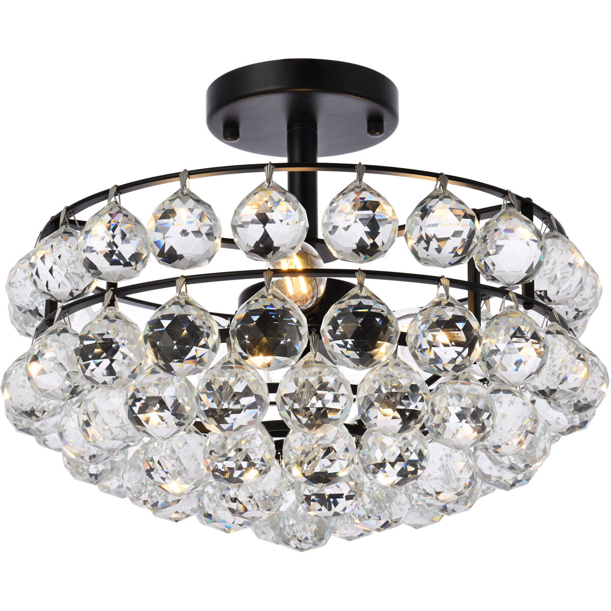 Savannah 3 Light 14 inch Black Flush Mount Ceiling Light