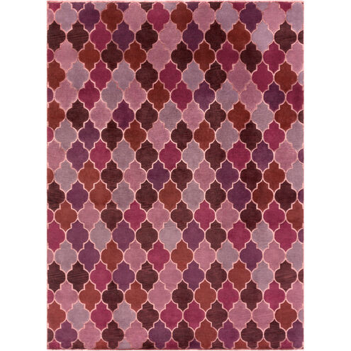 Mugal 36 X 24 inch Mauve, Dark Purple, Burnt Orange Rug