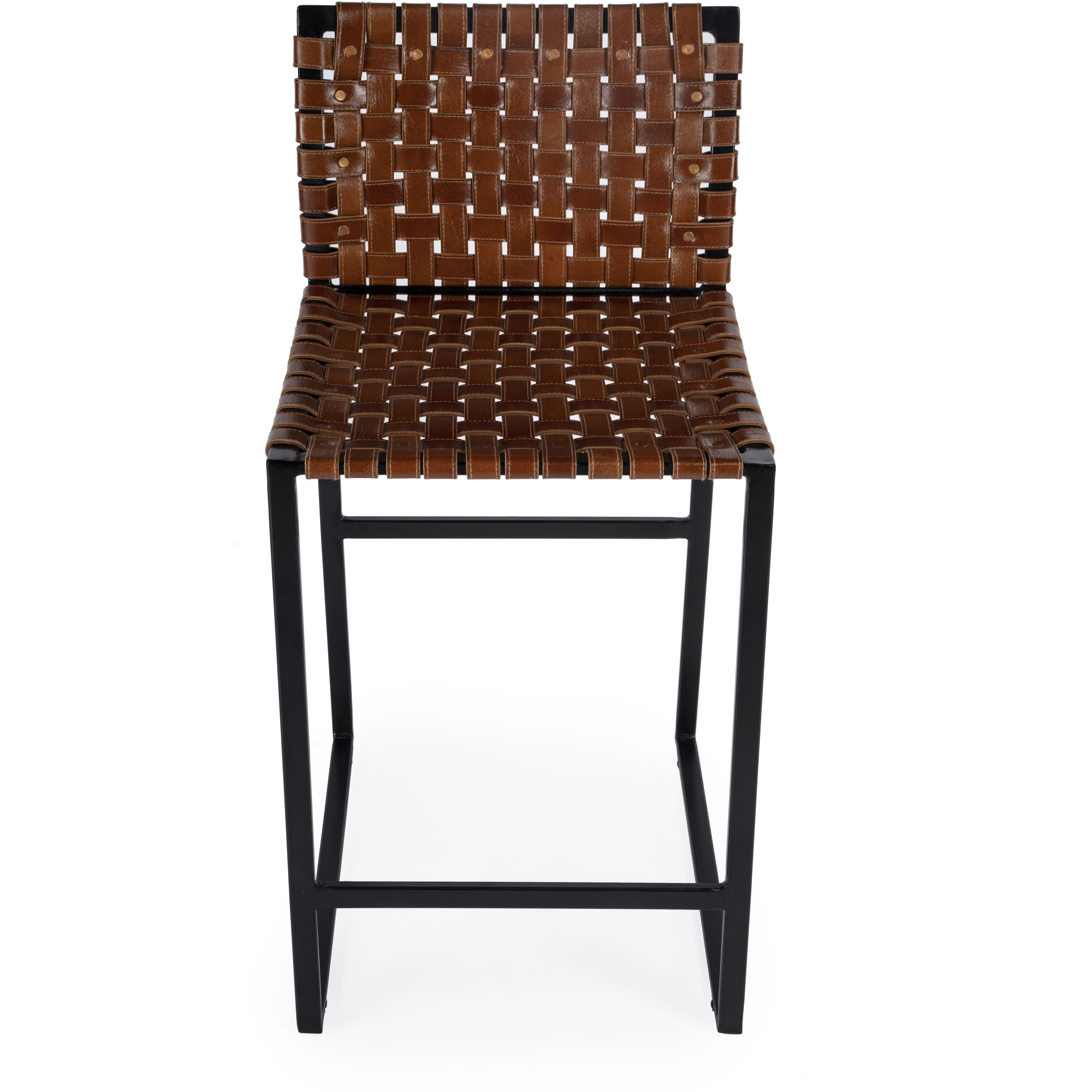 Urban Brown Woven Leather Bar Stool