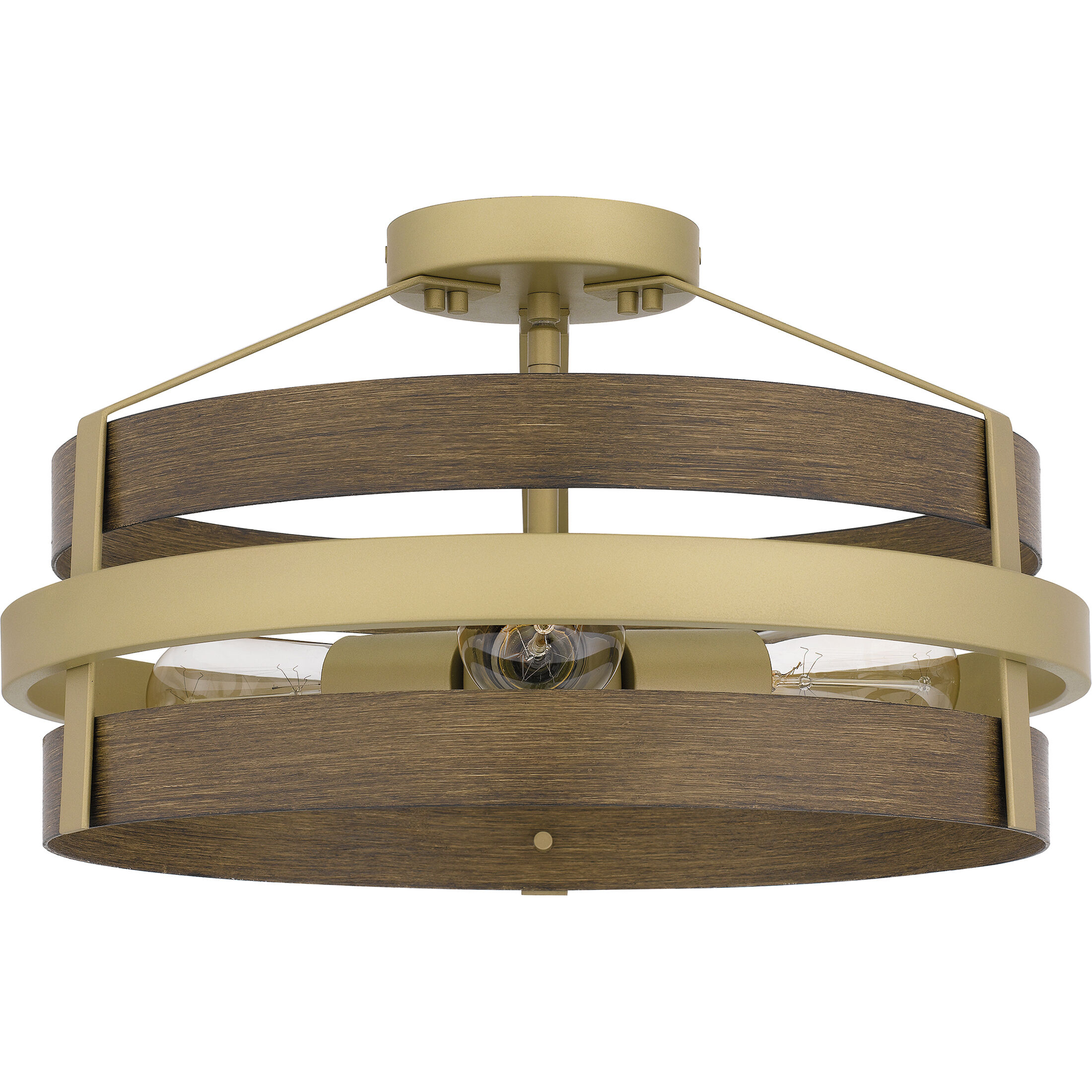 Gadsen 3 Light 16 inch Champagne Gold Semi-Flush Mount Ceiling Light