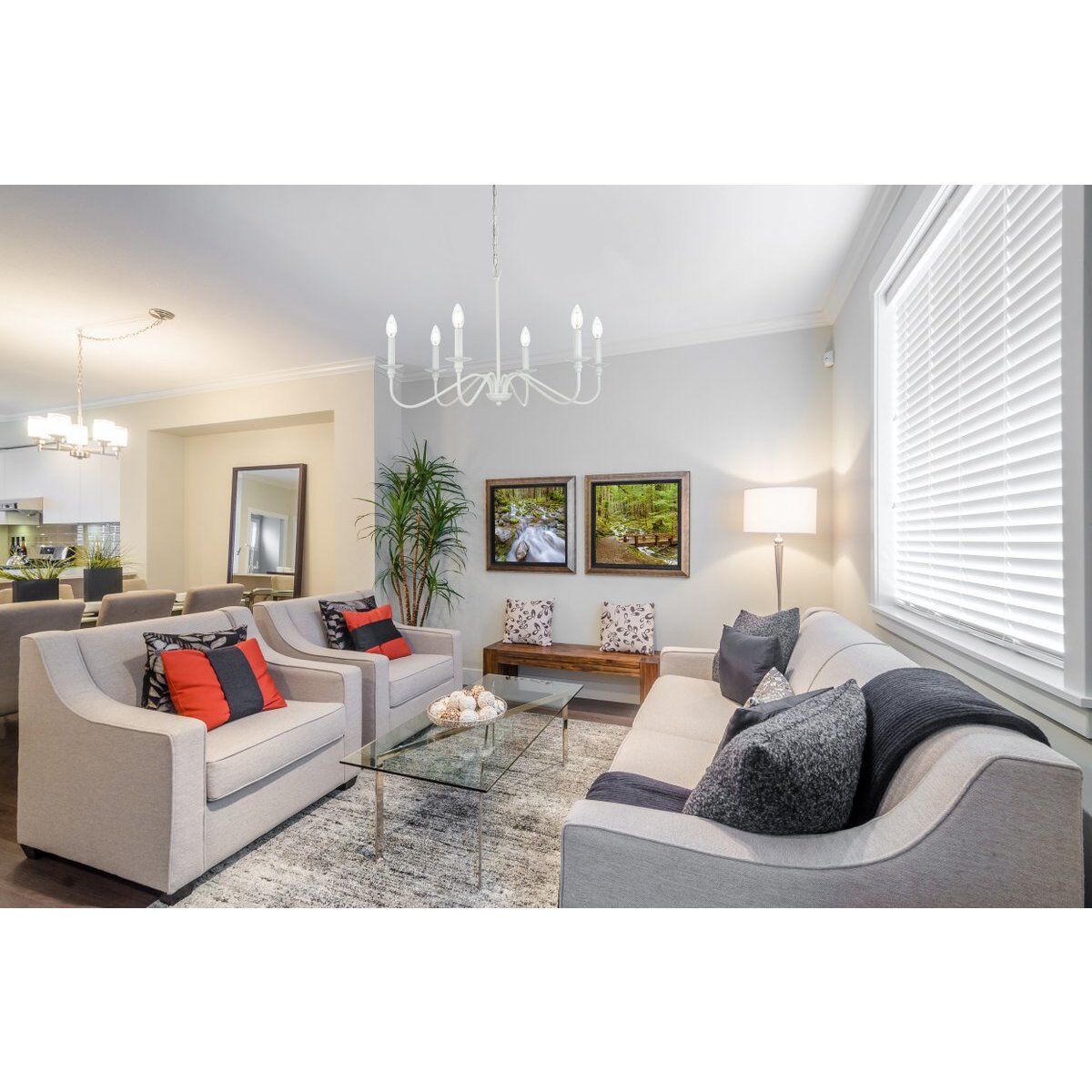 Rohan 6 Light 36 inch White Chandelier Ceiling Light