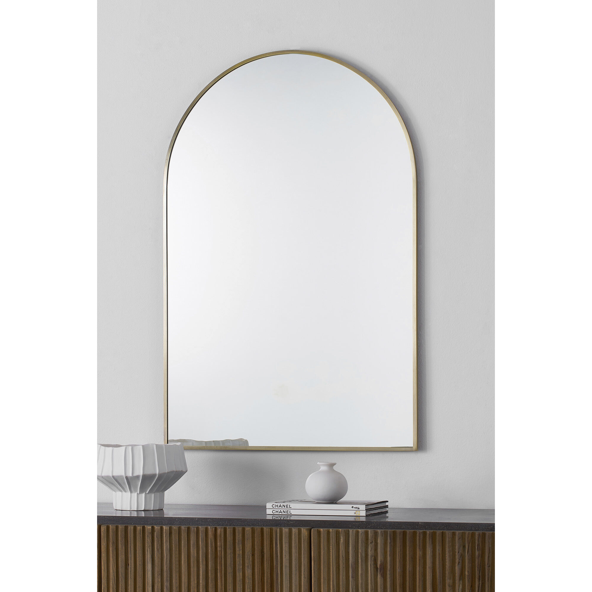 Durness 36 X 24 inch Satin Brass and Clear Mirror