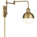 Industrial 6.5 inch 60.00 watt Natural Brass Adjustable Wall Sconce Wall Light