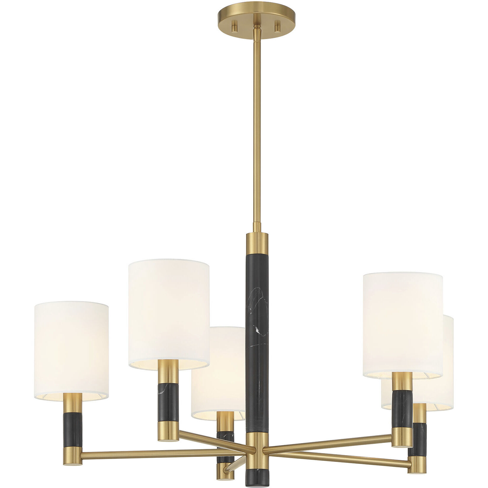 Conrad 5 Light 28 inch Warm Brass with Black Marble Chandelier Ceiling Light
